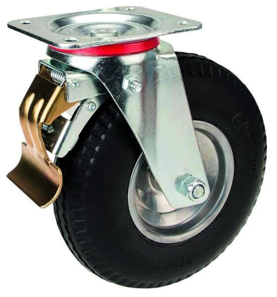 Peetz PU-Bereifung 4-er Set - Unkaputtbar-Pannensicher Ø 250 mm, Bauhöhe 300 mm, davon 2 x Lenkrolle mit Bremse