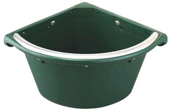 Peetz Eck-Futtertrog Kunststoff 16 Liter Fb. Dunkelgrün aus Polypropylen
