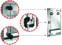 Peetz Sattelschrank ab 180 x 60 x 60 cm, verzinktes Stahlblech, 1 Hutablage, 3 Ablagen, 4 verzinkte Trensenhalter, 1 Flaschenhalter, 1 Griffmuldenschloss incl. 3Punktverriegelung