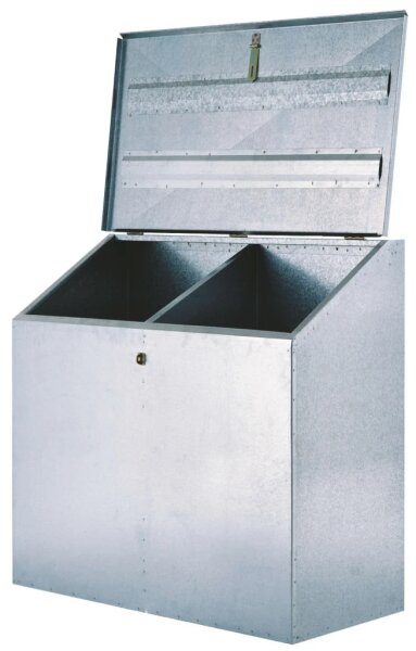 Peetz Futterkiste Höhe 80/106 cm x Breite 100 cm x Tiefe 60 cm , verzinktes Stahlblech 2 Fächer