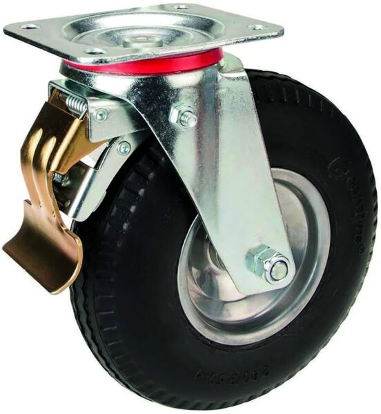 Peetz PU-Bereifung 4-er Set - Unkaputtbar-Pannensicher Ø 250 mm, Bauhöhe 300 mm, davon 2 x Lenkrolle mit Bremse
