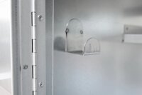 Peetz Sattelschrank 125 x 60 x 60 cm, verzinktes Stahlblech, 1 Hutablage, 1 Rundrohrstütze schwarz, 4 verzinkte Trensenhaken