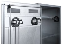 Peetz Sattelschrank 180 x 70 x 70 cm, verzinktes Stahlblech, 2 Ablagen, 2 Sattelträger schwarz, 4 Kunststoff-Trensenhalter schwarz