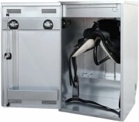 Peetz Turniersattelschrank für Westernsättel mit Deckel aus verzinktem Stahlblech, fahrbahr